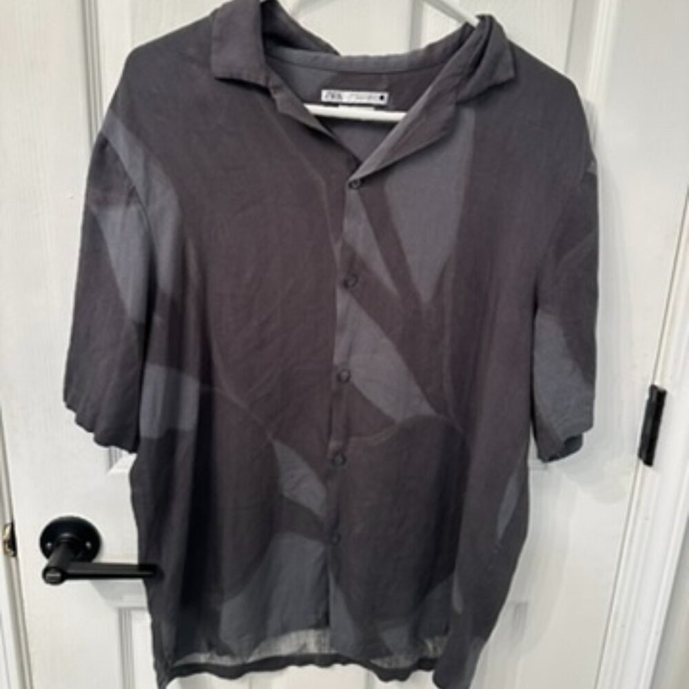 Zara Two Grey Short Sleeve Button Down
